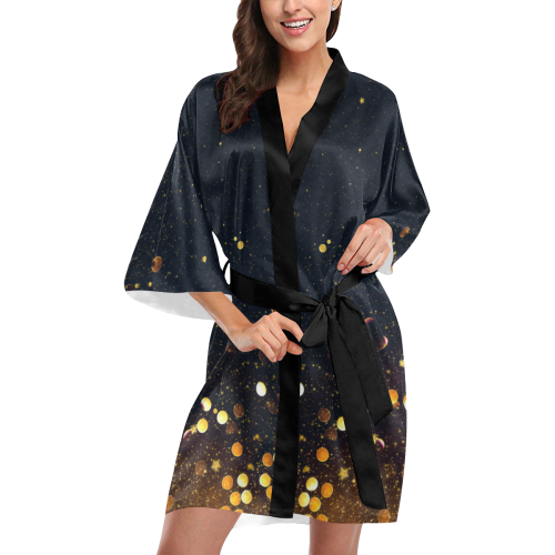 Golden Shimmer Kimono Robe