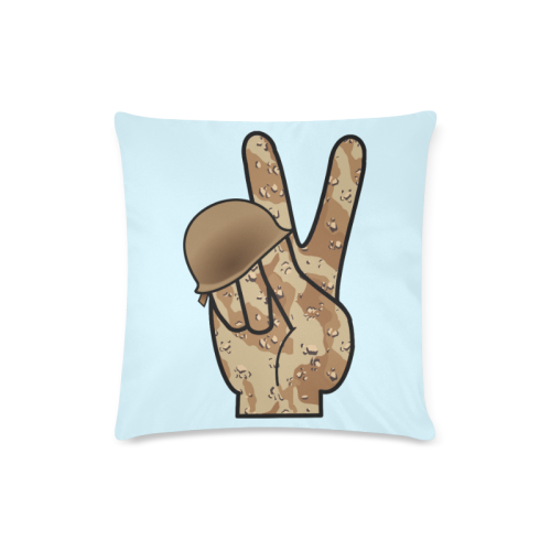 Desert Camouflage Peace Sign on Blue Custom Zippered Pillow Case 16"x16"(Twin Sides)