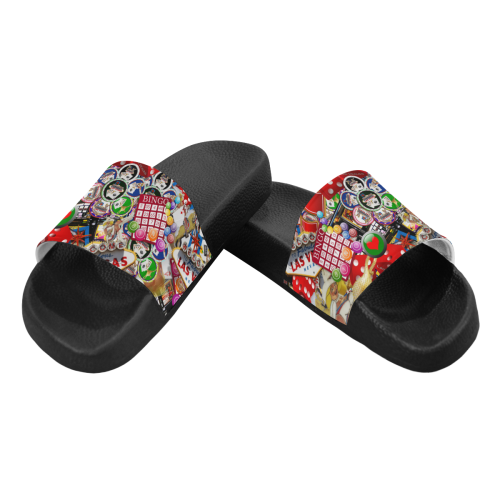 Gamblers Delight - Las Vegas Icons Men's Slide Sandals/Large Size (Model 057)