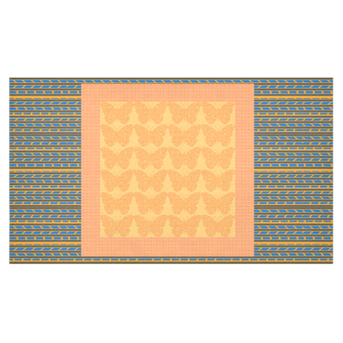 Butterflies Strips Peach Blue Mod Mix Cotton Linen Tablecloth 60"x 104"