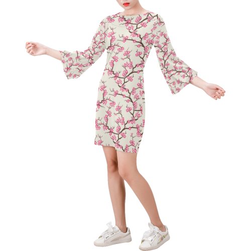 Cherry Blossom Bell Sleeve Dress (Model D52)