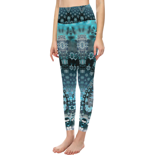Turquoise Night Puiseux Women's All Over Print High-Waisted Leggings (Model L36)