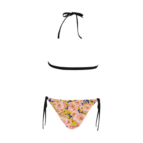 Rose Flower Buckle Front Halter Bikini Swimsuit (Model S08)