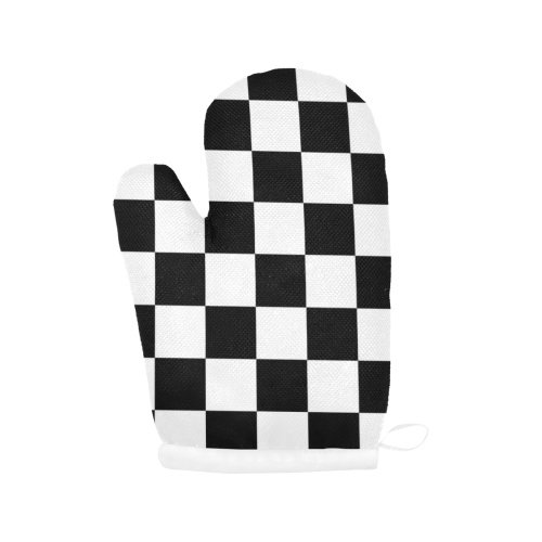 Black White Chess Board Oven Mitt (Two Pieces)