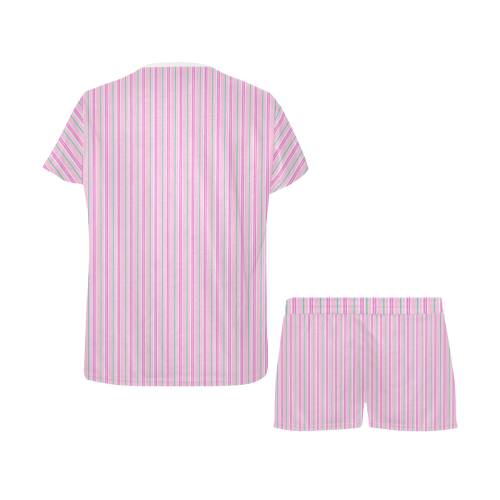 Pink Stripes Vertical Women's Short Pajama Set