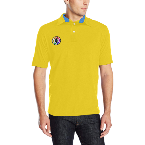 Dionixinc Polo- Yellow/Blue Men's All Over Print Polo Shirt (Model T55)