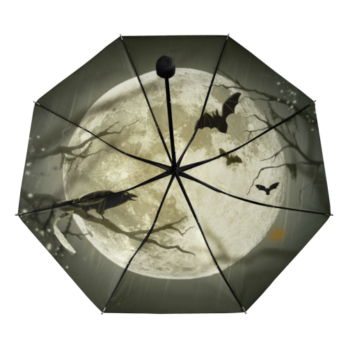 A Full Moon Night With Bats And Crow Anti-UV Foldable Umbrella (Underside Printing) (U07)
