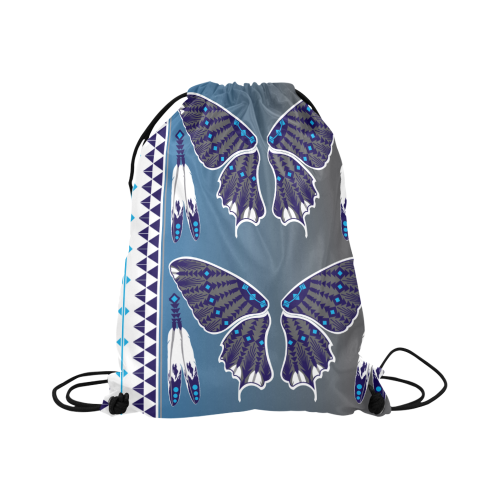 Butterfly wings Blue Large Drawstring Bag Model 1604 (Twin Sides)  16.5"(W) * 19.3"(H)