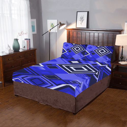 Geometric blue 3-Piece Bedding Set
