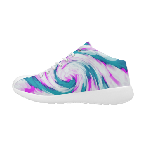 Turquoise Pink Tie Dye Swirl Abstract Women's Basketball Training Shoes (Model 47502)