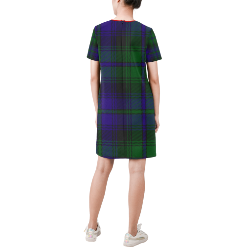 5TH. ROYAL SCOTS OF CANADA TARTAN Short-Sleeve Round Neck A-Line Dress (Model D47)
