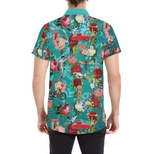 Hello Boys Men's All Over Print Short Sleeve Shirt/Large Size (Model T53)