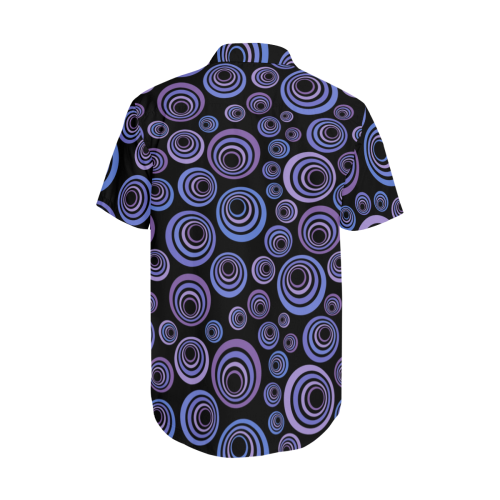 Retro Psychedelic Ultraviolet Pattern Men's Short Sleeve Shirt with Lapel Collar (Model T54)