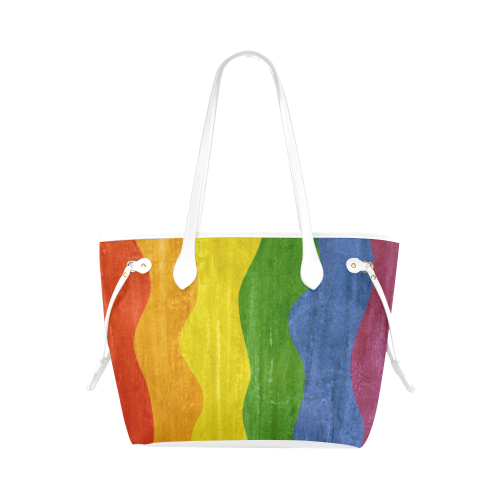 Gay Pride - Rainbow Flag Waves Stripes 3 Clover Canvas Tote Bag (Model 1661)