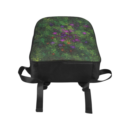 Wild Rose Garden, Oil painting. Red, purple, green Popular Fabric Backpack (Model 1683)