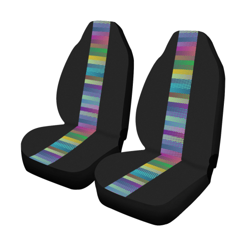 Colorful Stripes Halftone Dots Border Car Seat Covers (Set of 2)