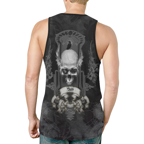 Skull with crow in black and white New All Over Print Tank Top for Men (Model T46)