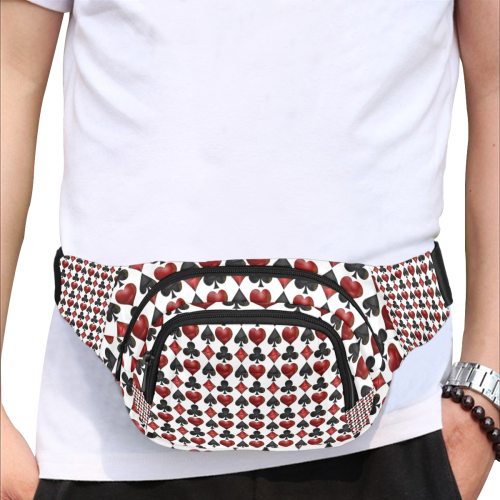 Black and Red Casino Poker Card Shapes Fanny Pack/Small (Model 1677)