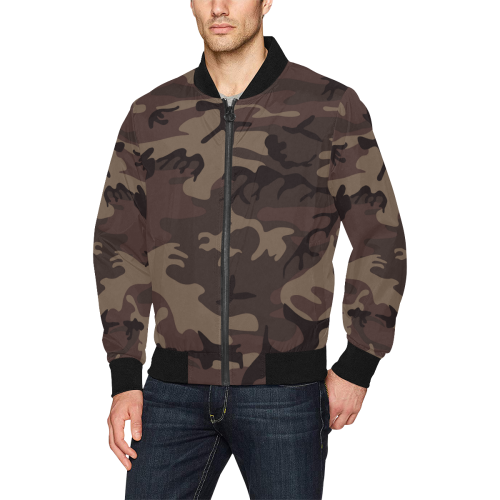 Camo Red Brown All Over Print Bomber Jacket for Men (Model H31)