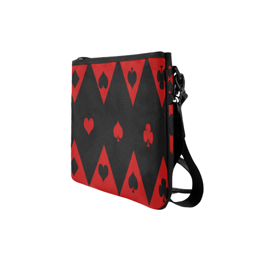 Black and Red Playing Card Shapes Slim Clutch Bag (Model 1668)