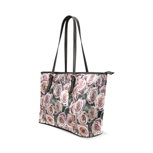 Impression Floral 9196 by JamColors Leather Tote Bag/Large (Model 1640)