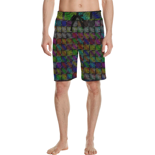 Ripped SpaceTime Stripes Collection Men's All Over Print Casual Shorts (Model L23)