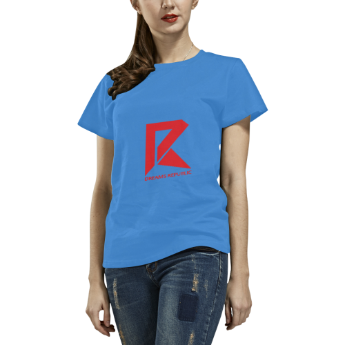 T-Shirt for Women(Blue and Red) All Over Print T-Shirt for Women (USA Size) (Model T40)