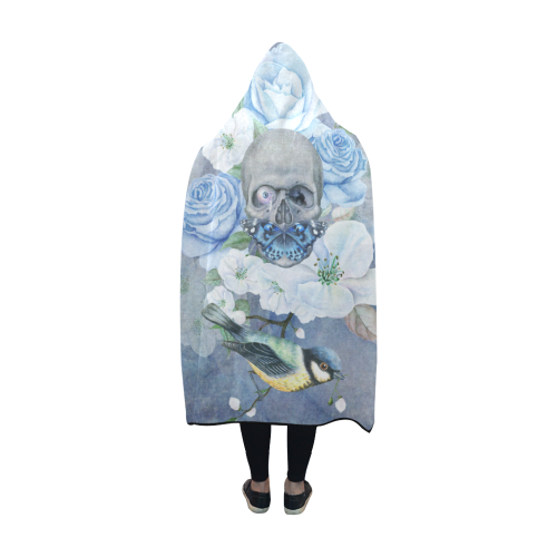 Gothic Skull With Butterfly Hooded Blanket 60''x50''
