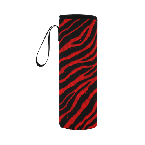 Ripped SpaceTime Stripes - Red Neoprene Water Bottle Pouch/Large