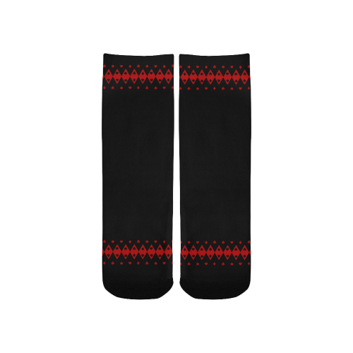 Black and Red Playing Card Shapes Custom Socks for Kids