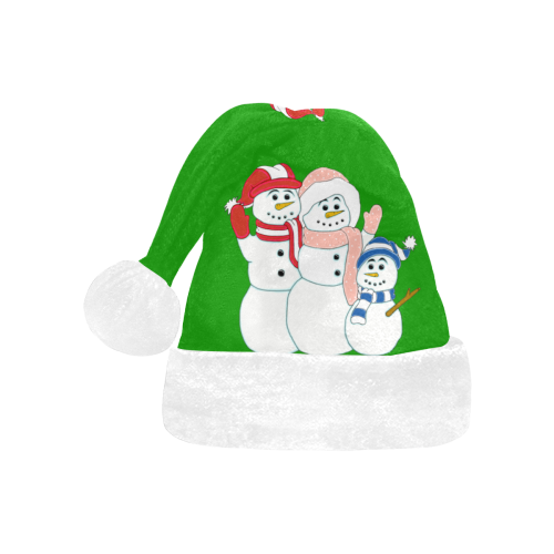 Snowman Family Green/White Santa Hat