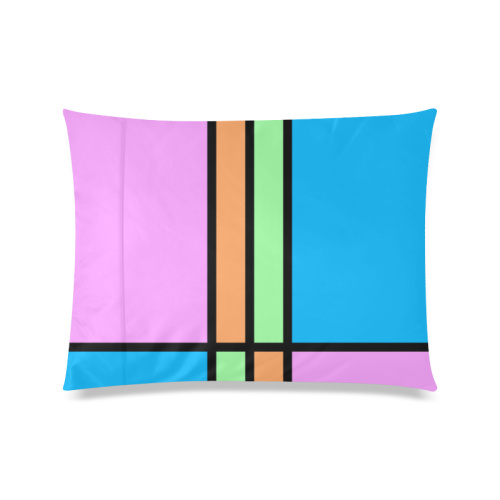 Mod Block Pink Blue Orange Green Custom Zippered Pillow Case 20"x26"(Twin Sides)