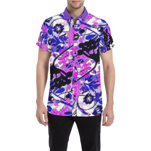 floral abstract in bold 2 Men's All Over Print Short Sleeve Shirt (Model T53)