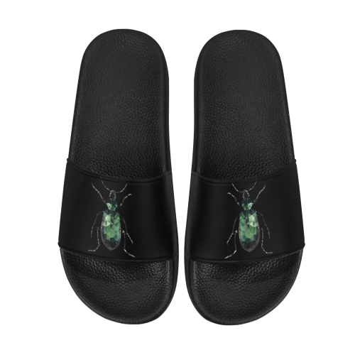 Low poly geometric green bug Women's Slide Sandals (Model 057)