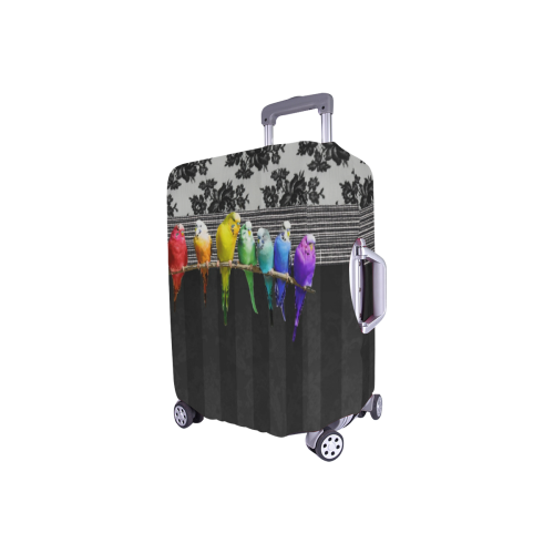 Rainbow Budgies and Lace Luggage Cover/Small 18"-21"