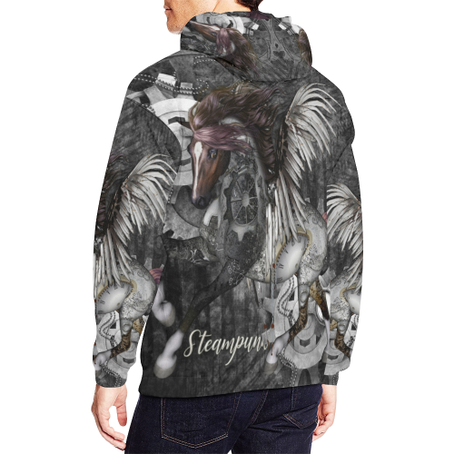 Aweswome steampunk horse with wings All Over Print Hoodie for Men/Large Size (USA Size) (Model H13)