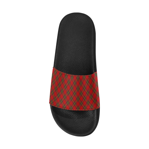 Red Tartan Plaid Pattern Men's Slide Sandals/Large Size (Model 057)