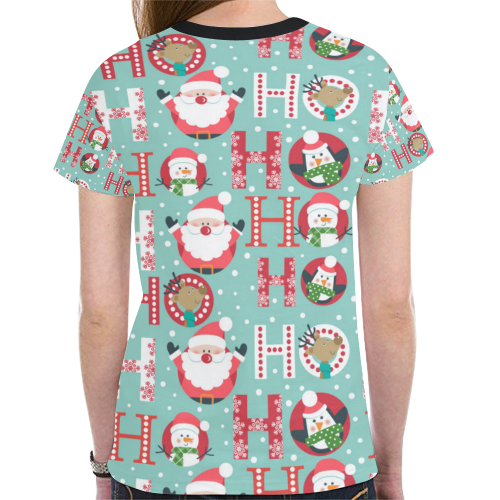 Funny Christmas HOHOHO Santa Claus Pattern New All Over Print T-shirt for Women (Model T45)