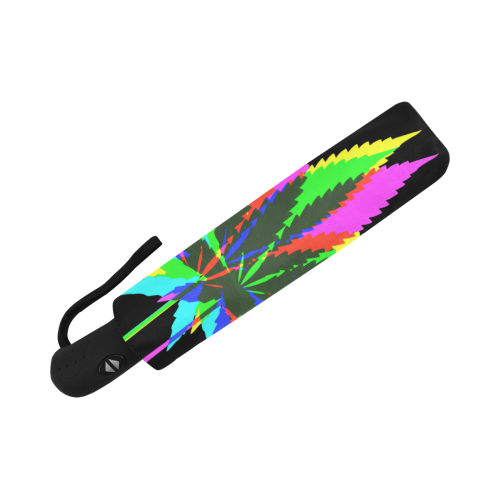 Wild Hemp Leaves - neon colored Anti-UV Auto-Foldable Umbrella (Underside Printing) (U06)