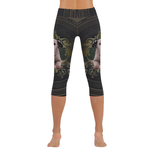 Cute dalmatian Women's Low Rise Capri Leggings (Invisible Stitch) (Model L08)