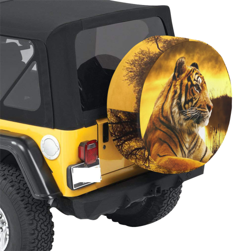 Tiger and Sunset 34 Inch Spare Tire Cover