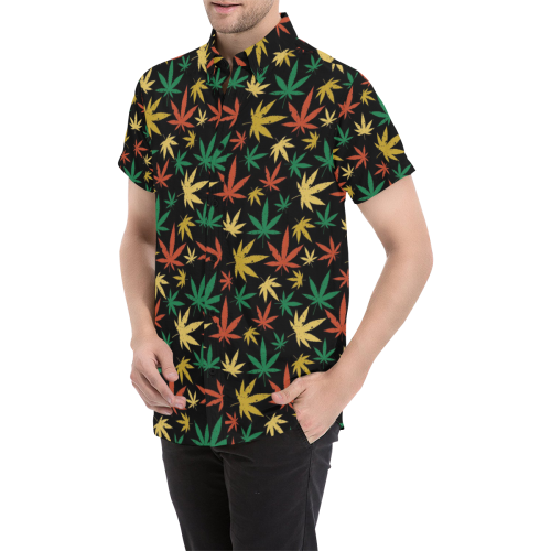 Cannabis Pattern Men's All Over Print Short Sleeve Shirt (Model T53)