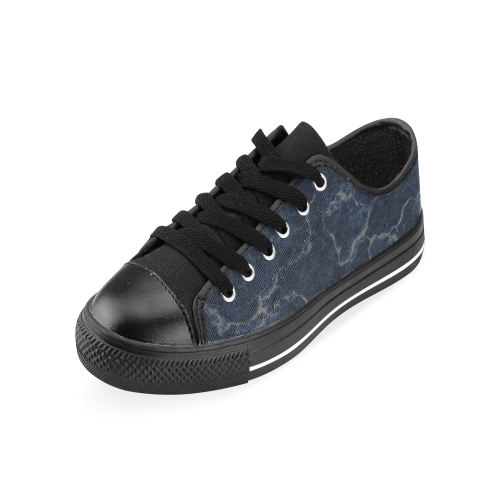 Marble Blue Canvas Women's Shoes/Large Size (Model 018)