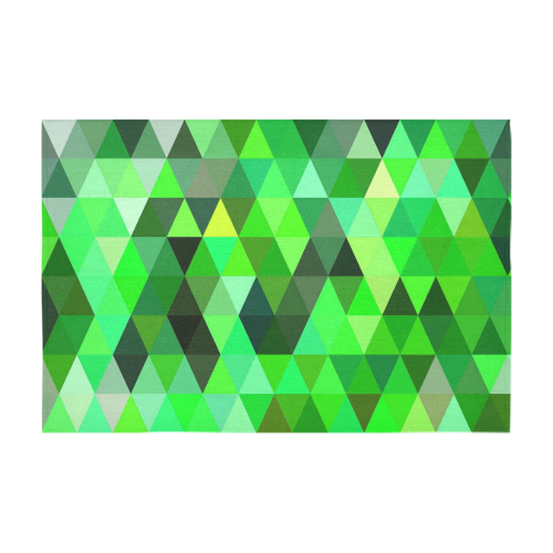 Mosaic Triangles Green Cotton Linen Tablecloth 60" x 90"