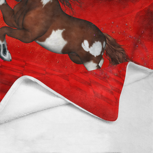 Wild horse on red background Ultra-Soft Micro Fleece Blanket 50"x60"