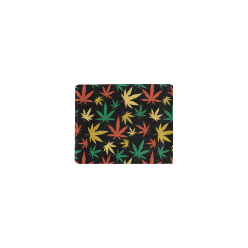 Cannabis Pattern Mini Bifold Wallet (Model 1674)