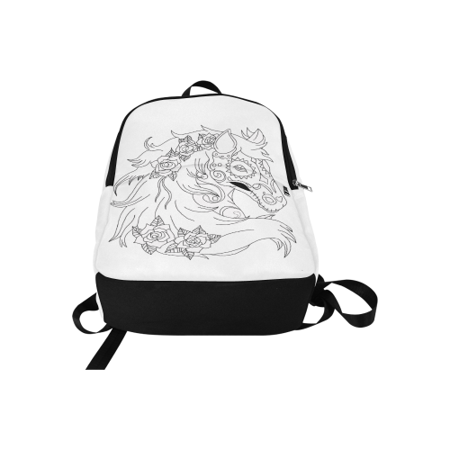 Color Me Sugar Skull Horse White Fabric Backpack for Adult (Model 1659)