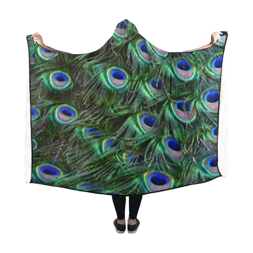 Peacock Feathers Hooded Blanket 60''x50''