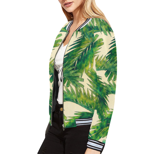 palms All Over Print Bomber Jacket for Women (Model H21)