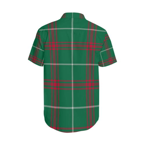 Welsh National Tartan Men's Short Sleeve Shirt with Lapel Collar (Model T54)